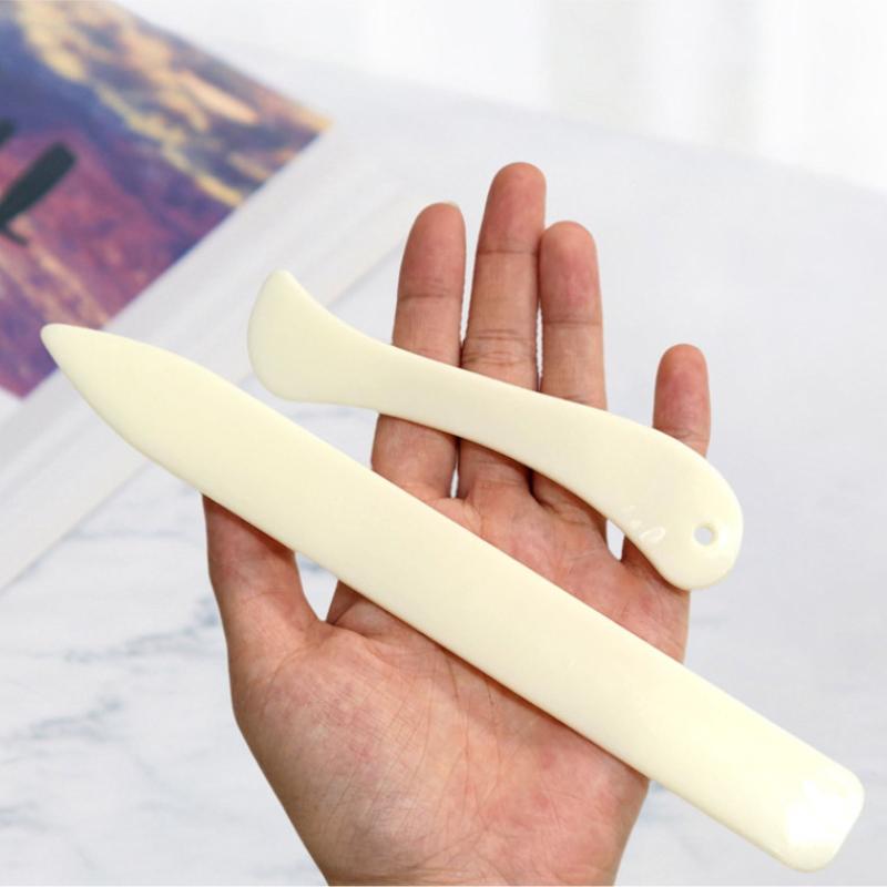 2Pcs Leather Craft Bone Folder Smooth Edge Scoring Creasing Tool Durable Leather Working Accessory for DIY Handmade Leather Projects