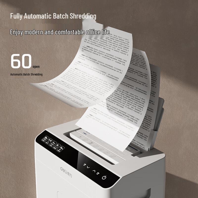 Deli Auto-Feed Paper Shredder, German Level 5 Security, 60-Sheet