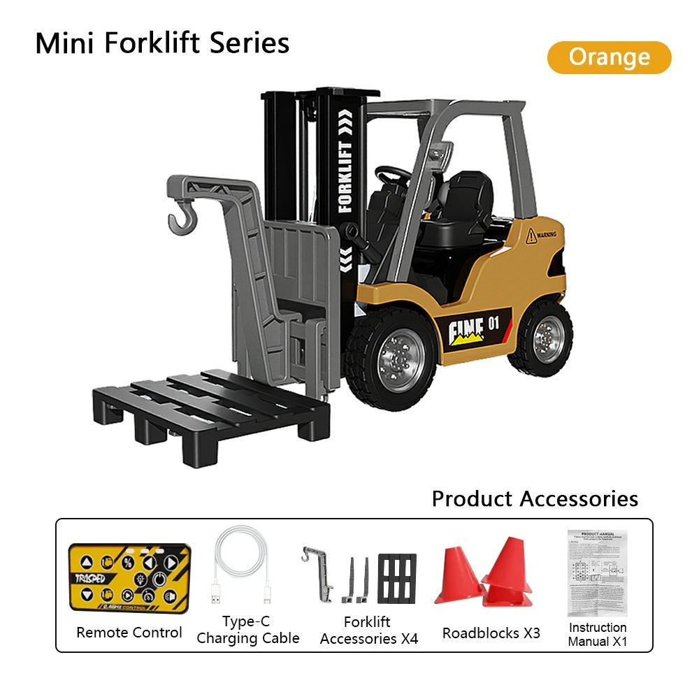 1/64 4WD RC Mini Alloy Dump Truck 2.4G Electric Tipper Car Remote Control Forklift Truck Engineering Vehicle Toy for Boy Gifts