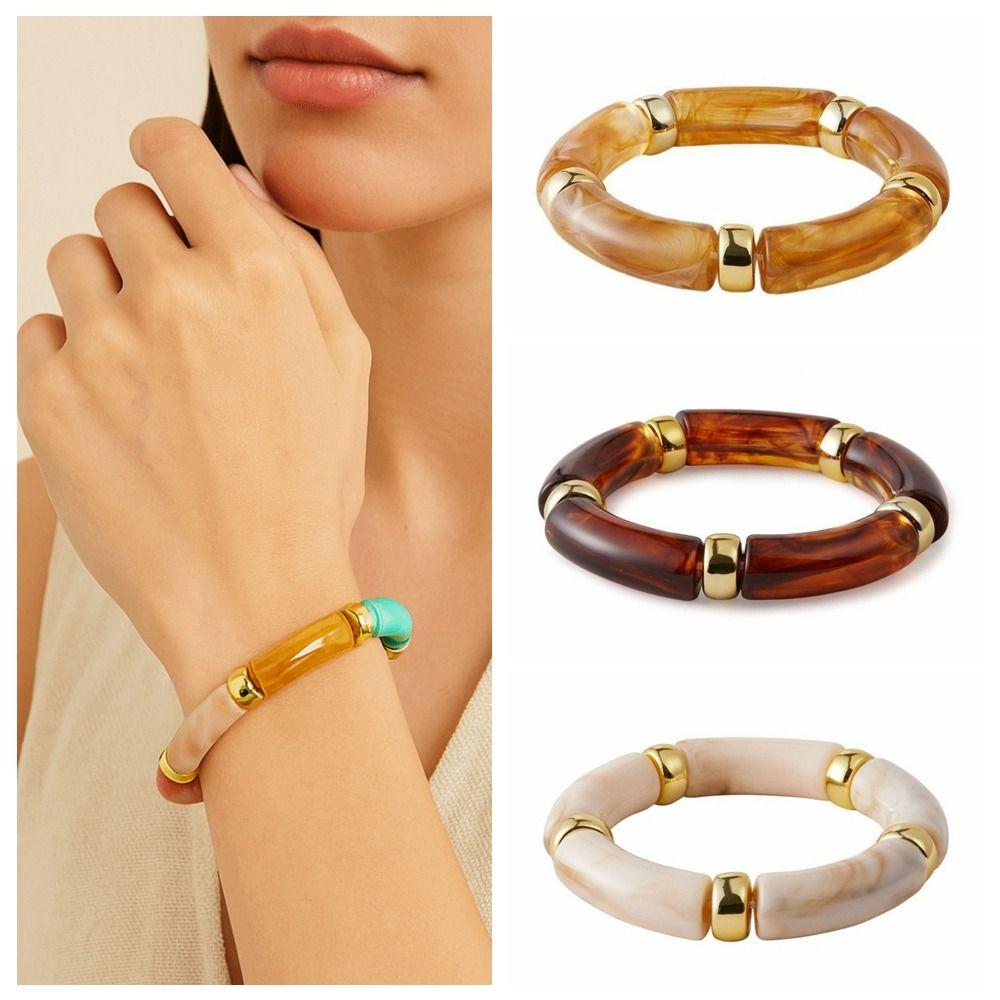 Bamboo Bohemia Style Bracelets Acrylic Women Bangle Fashion Beads Bracelets  Couple