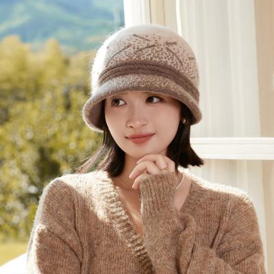 Béret d'hiver chaud et élégant pour femme, polyvalent et à la mode, chapeau en laine avec protection des oreilles contre le froid, chapeau de maman d'âge moyen et âgée