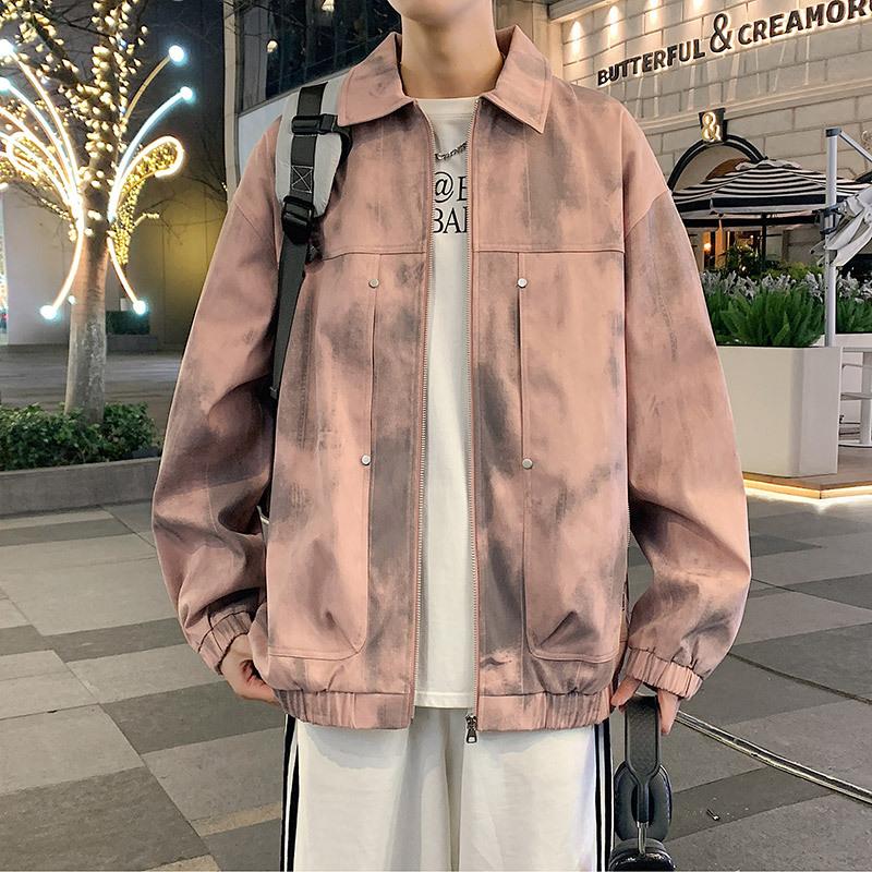 Cozy Up Tie-dye Multi-pocket Lapel Jacket Large Size Loose Casual Men's Thin Coat