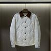 Lightweight down Jacket for Men and Women, Winter Retro Color-Blocking Shirt-Style Turn-Down Collar Casual Warm and Cold-Resistant Casual Coat