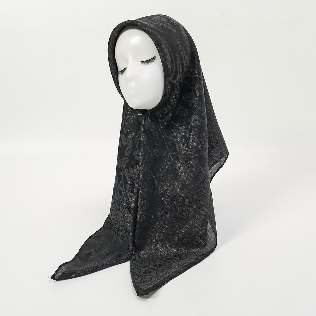Muslim 100Cm Square Scarf Paisley Printed Hijab Scarf Woman Muslim HairHeadwraps Fashion Femme Turban Ramadan Headscarf