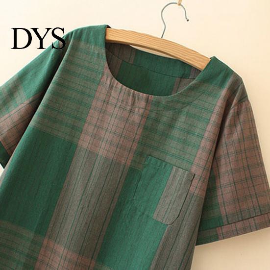 Short Sleeve Top Set 2 Pcs/Set Women T-shirt Pants Plus Size Homewear Outfit Color Matching Plaid Print Casual Two-piece Round Neck Wide Leg