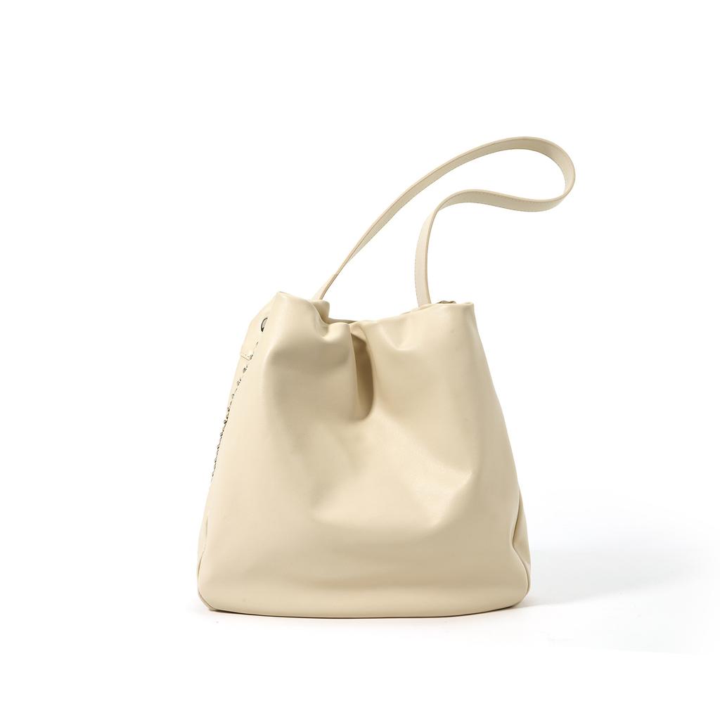 Head Layer Pitot Bag for Women's Pleated Bag Commuting Versatile Simple Underarm Bag Large Capacity Bucket Bag