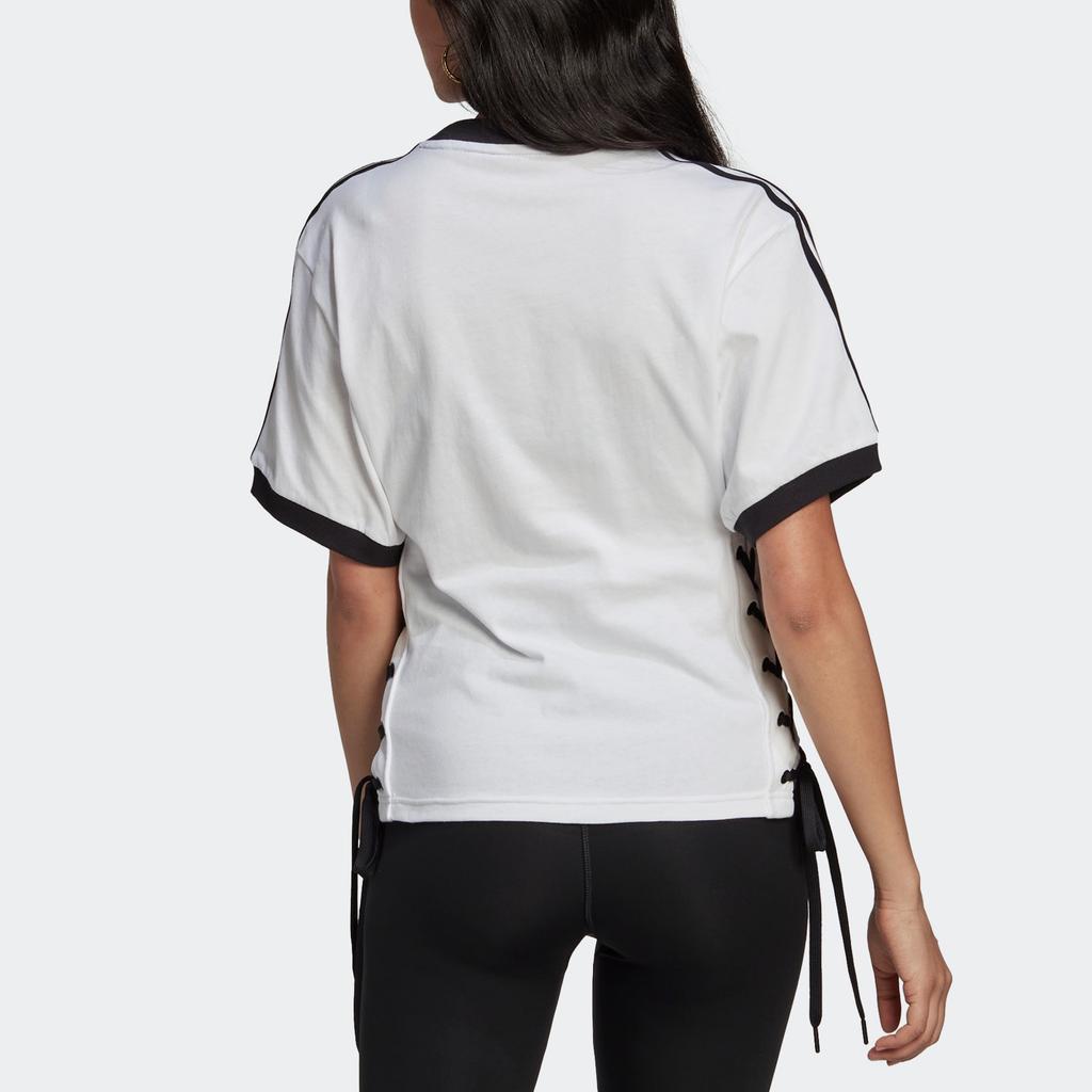 Adidas Originals Trefoil Stripe Crew Neck Sport Tee Women Tops White HK5062