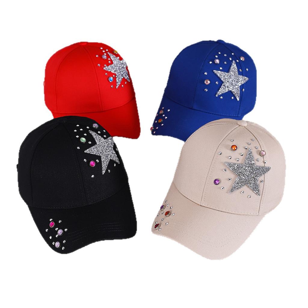 New Diamond-encrusted Five-pointed Star Baseball Cap European and American Fashion Hot Diamond Curved Brim Cap