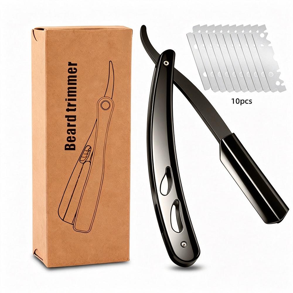 Vintage Stainless Steel Barber Razor for Men's Shaving and Trimming