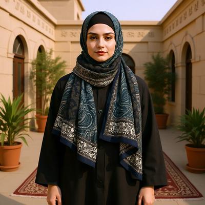 Vintage Paisley Print Cotton Linen Scarf For Women Long Shawl Cotton Cashew Jacquard Stoles Muslim Hijab Middle East 180*80Cm