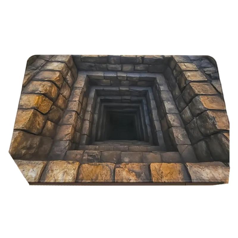 3D Optical Illusion Rug Nonslip Floor Mat for Indoor and Outdoor Use Cave Stone Visual Illusion Doormat for Living Room