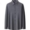 Wool Brushed Long Sleeve Shirt Men New Thick Casual Business Flannel Cotton Shirt Dark Gray 41