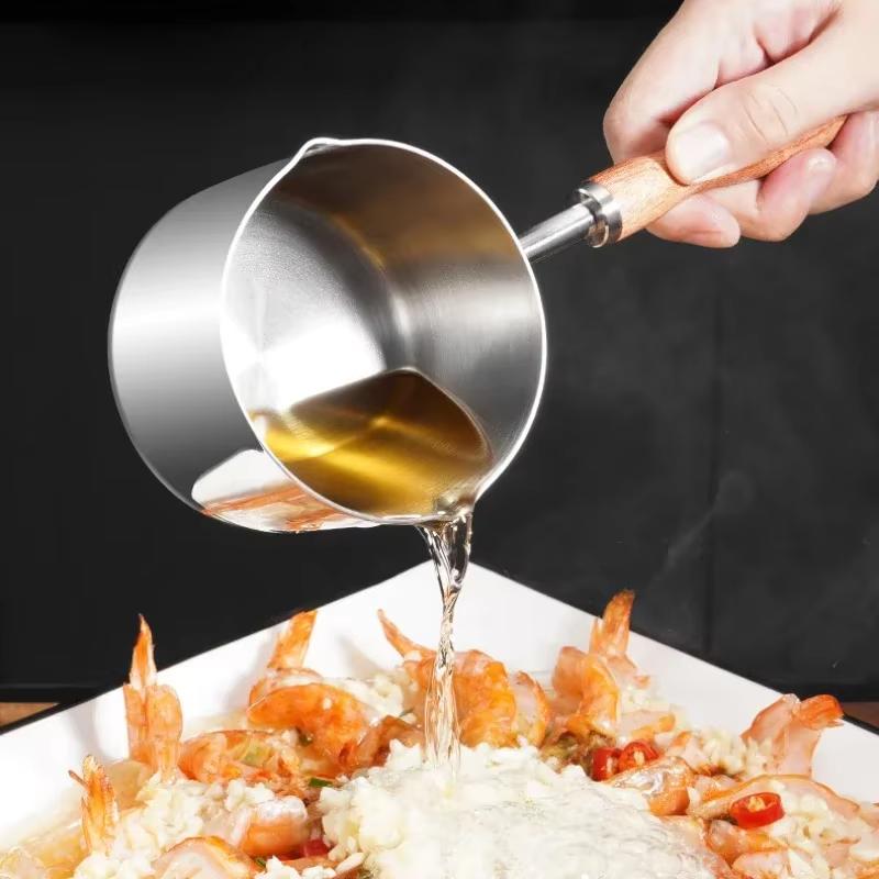 Mini pánev z nerezové oceli 304 Domácí pánev na horký olej Hrnec na vařená vejce Hrnec na horkou čokoládu Hrnec na horké mléko Domácí víceúčelový hrnec