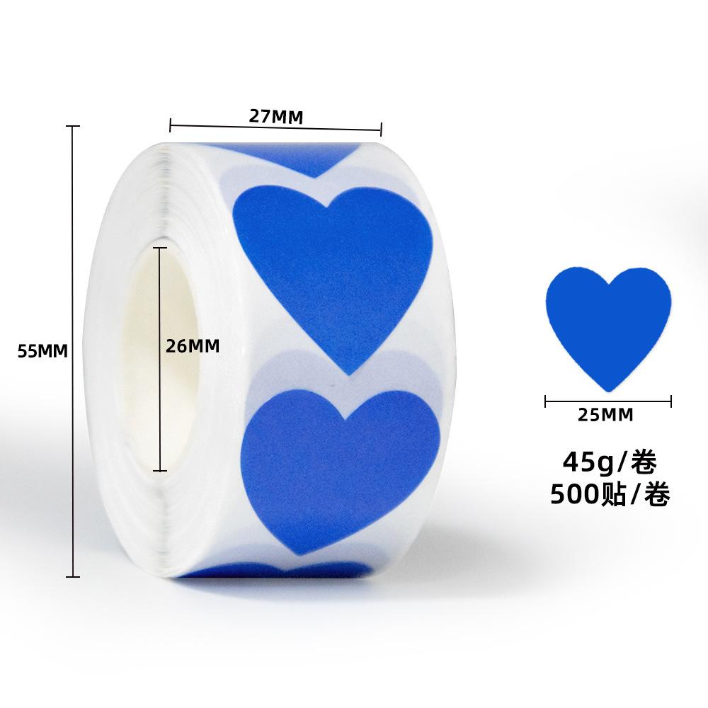 25mm Heart Shaped Sticker Labels - 500 per Roll for Crafts and Organization