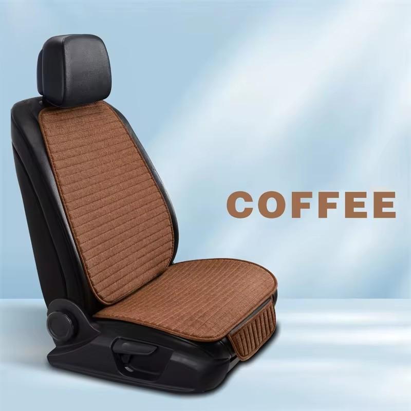 Linen Car Seat Cover  Soft & Breathable Front Premium Seat Cushion with Non-Slip Protector Universal Fits Most Cars - 1 Unit