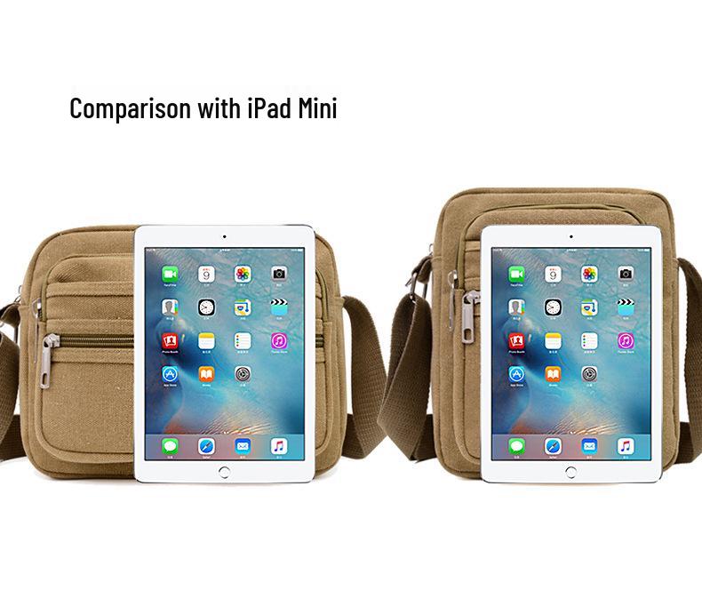 Men's Retro Fashion Canvas Crossbody Bag - Breathable, Solid Color Design