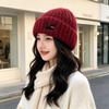 Soft Warm Beanie Hat Cat Embroidered Winter Thermal Cap New Knitted Woolen Hat  Women