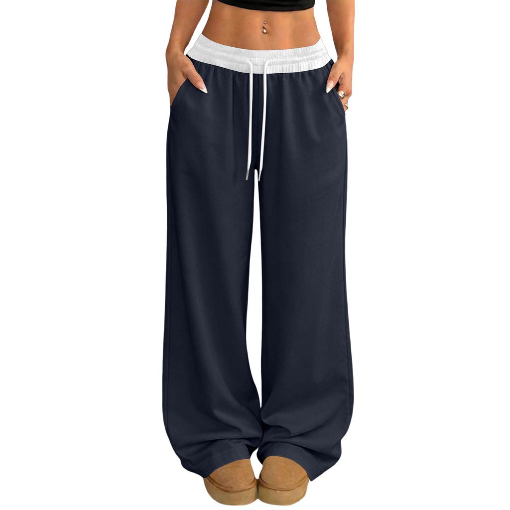 Women's Casual And Fashionable  Elastic Waist Loose Wide Leg Pants