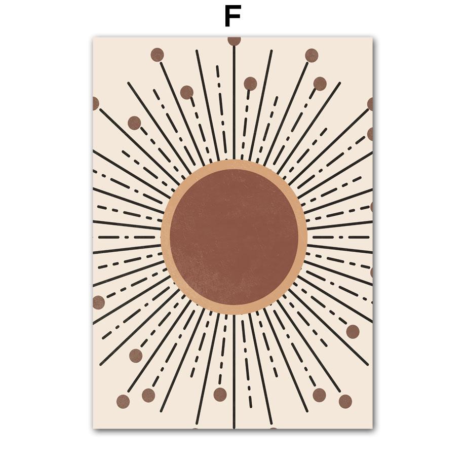 Boho Sunlight Moon Leaf Lines Rainbow Geometry Wall Art Canvas Painting Nordic Posters And Prints Pictures For Living Room Decor