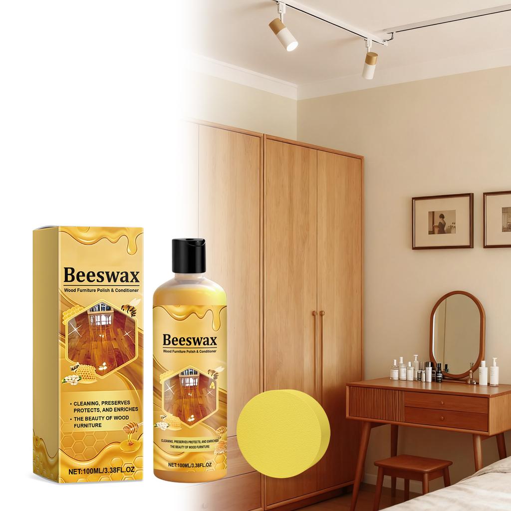 Beeswax Wood Furniture Polish and Conditioner 100ml Natural Formula for Cleaning Protecting Preserving and Enhancing Wood Surfaces