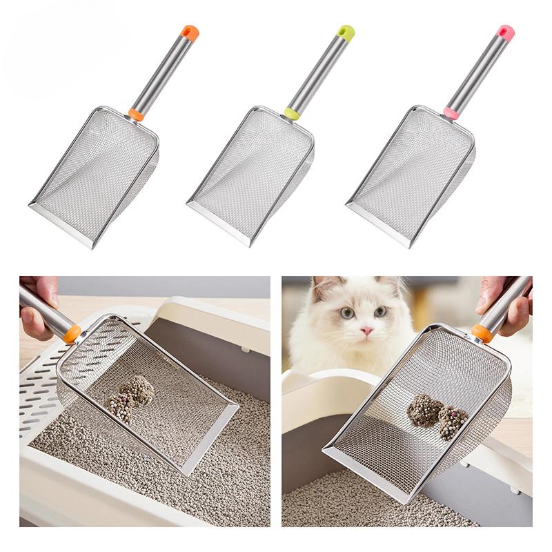 1pcs Stainless Steel Fine Mesh Cat Litter Scoop Easy To Clean Non-Stick Shovel For Reptiles Sand Efficient Durable Litter Scoop