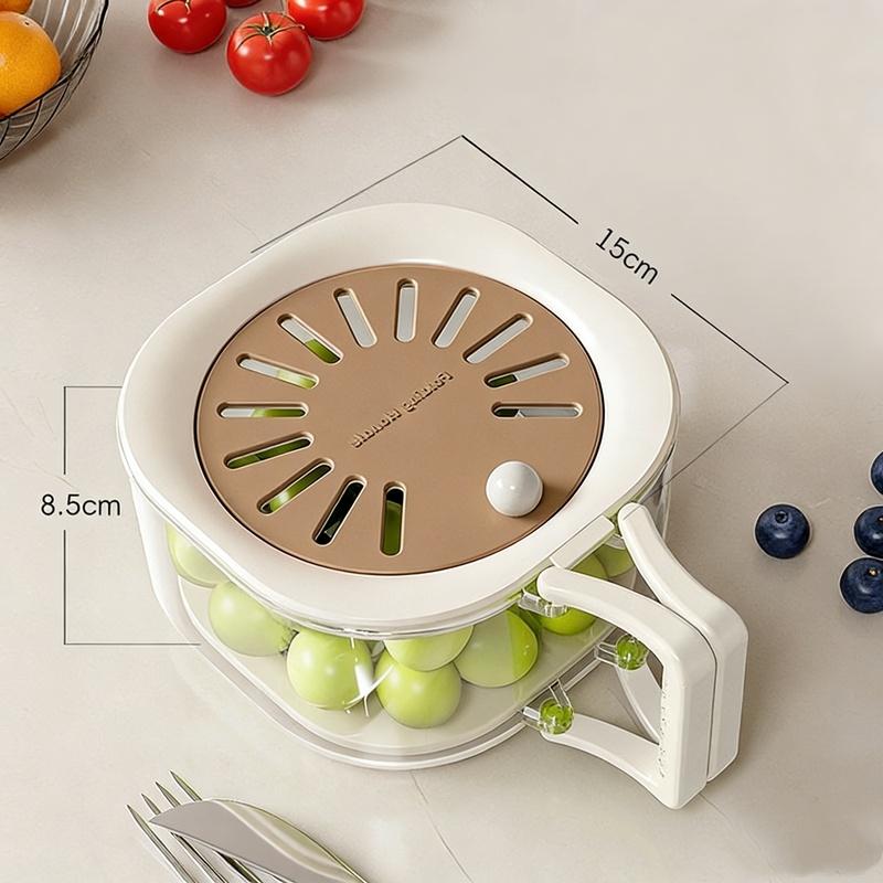 Dust-Proof Fruit Drainer Basket -Hidden Folding Handle Drain Switch Expandable 2-In-1 Thickened Dewatering Dishwashing Basket