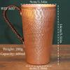 Vintage Copper Breakfast Coffee Mug,Multiple Sizes Handcrafted Hammer Texture Camping Water Mule Tea Cup,Woven Handle Tableware