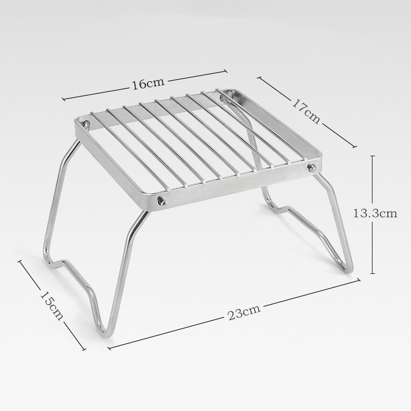 Folding Campfire Grill Stainless Steel Striped Barbecue Grill Holder Portable Stove Stand Bracket for Outdoor Camping