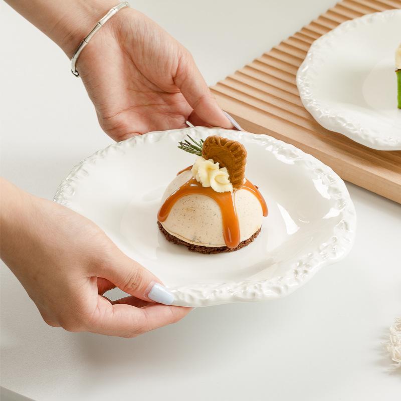 High-Value Stone Pattern Western Plate Nordic Style Ceramic Plate Home Cake Dim Sum Plate Restaurant Dish Plate New Style