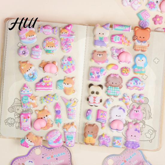 Cute Animal Butt Stickers 3D Squishy Cartoon Puppy Cat Images Puffy for Scrapbooking DIY Projects Notebook Phone Case Decoration
