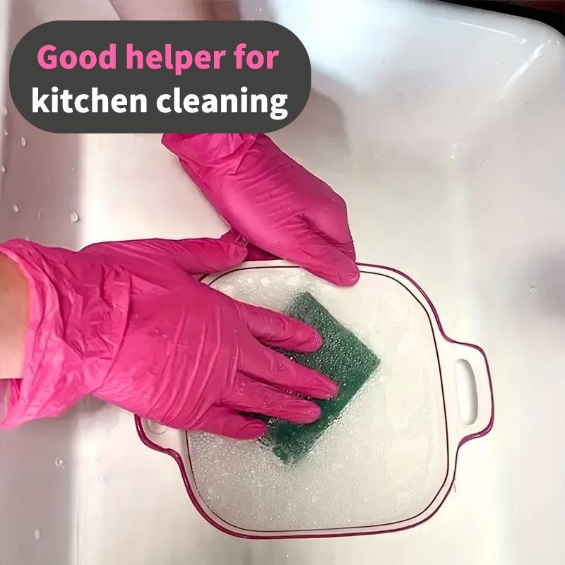 30PCS High Elastic Rose Red Nitrile Gloves, 9 Inch Reusable Non-Slip Gloves, Disposable Household Rubber Gloves