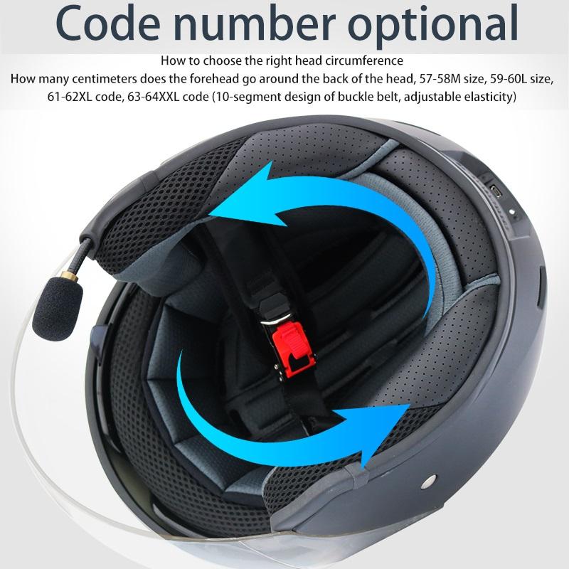 Motorrad Sicherheit Hut Anti-Fog Dual Objektiv Bluetooth Helm Halb Helm Mit BT