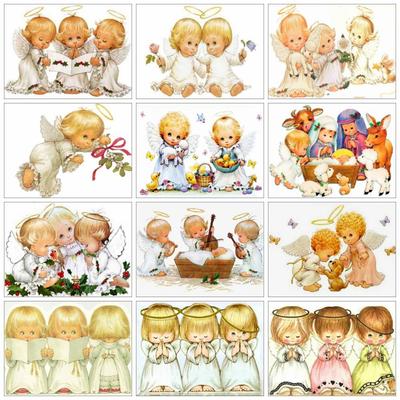 Pittura Diamante Ricamo Quadrato Pieno Rotondo Angelo Bambino Mosaico Diamante Punto Croce Bambino Ala Decorazione Casa