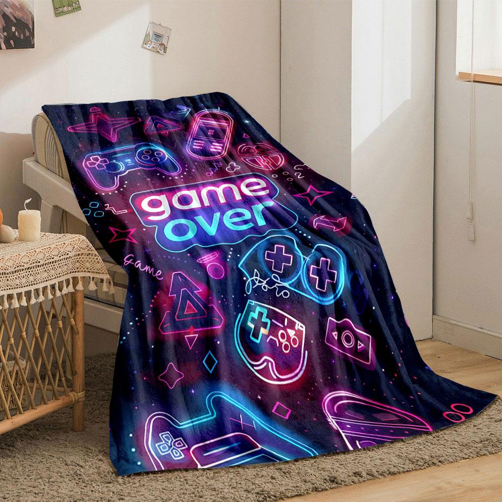 Retro Neon Game Over Design Print Blanket Soft and Cozy Perfect for the Living Room Bed Sofa or a Nap,gift