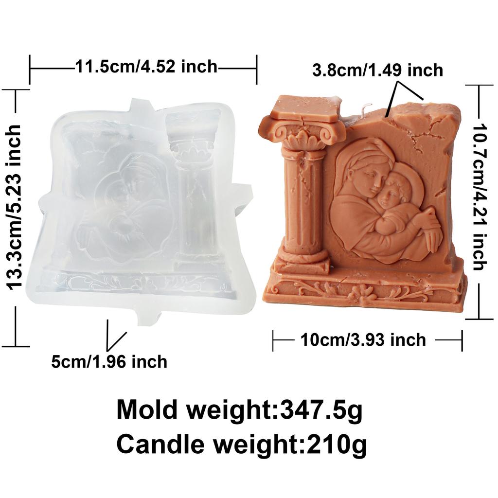 Roman Pillar Virgin Statue Candle Silicone Mold Roman Pillar Virgin Mary Angel Sculpture Resin Silicone Mold Jesus Candle Mold