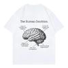 Fun Anatomical Brain Pattern T-shirt, Retro-style Short-sleeved T-shirt, Casual Summer Short-sleeved T-shirt.Summer Streetwear