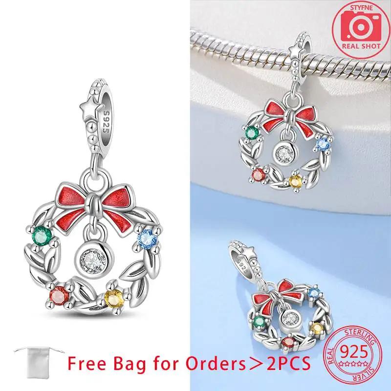 Charms Christmas Series Christmas Hat Socks Bell Snowman Copper Beads Pendant Women Original Bracelet Diy Christmas Gift