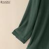 ZANZEA Women Casual Round Neck Solid Color Loose 3/4 Sleeve Blouse
