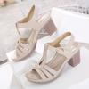 Sommerschuhe Damen High Heels Sandalen Casual Damenschuhe mit Absatz Square Heel 7,5 cm Damen Sandalen Peep Toe Mutter Schuhe