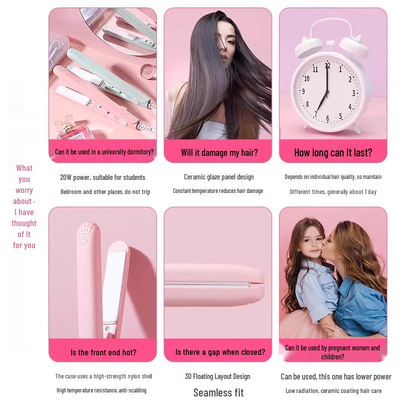 Mini Prostownica i Lokówka Dwu-Funkcyjna do Grzywki, Mała Prostownica i Przenośna Karbownica