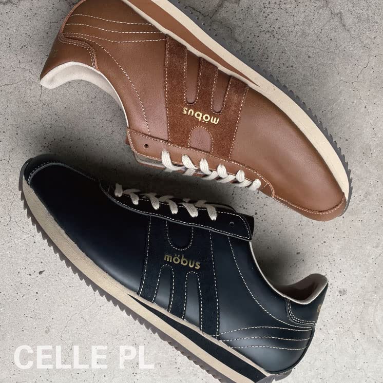 Mobus Men's Leather Sneakers, Genuine Leather, Sports, Casual, Walking Shoes with Antibacterial and Odor-Resistant Insoles, Current Model CELLE PL (Bl