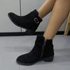 2025 autumn and winter new retro side zipper short boots women's fashion versatile and comfortable skirt women's thin boots