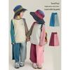 YouYou Girl's 2026 Spring Color-Block Wide-Leg Pants