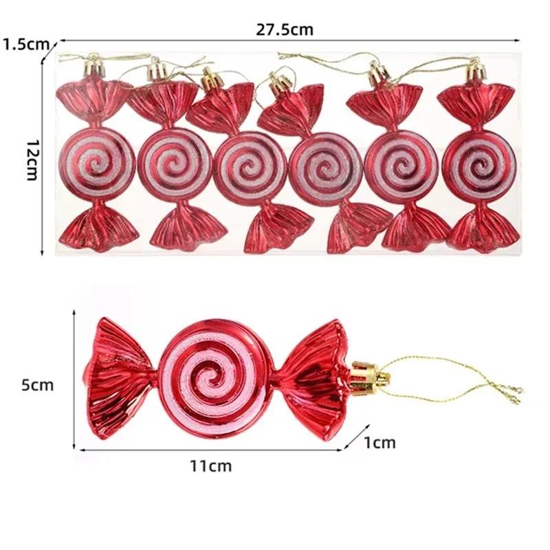 1box 11cm Christmas Candy Ornaments Christmas Glitter Hanging Candy Xmas Tree Hanging Home Decor 2026 New Year Gift Navidad