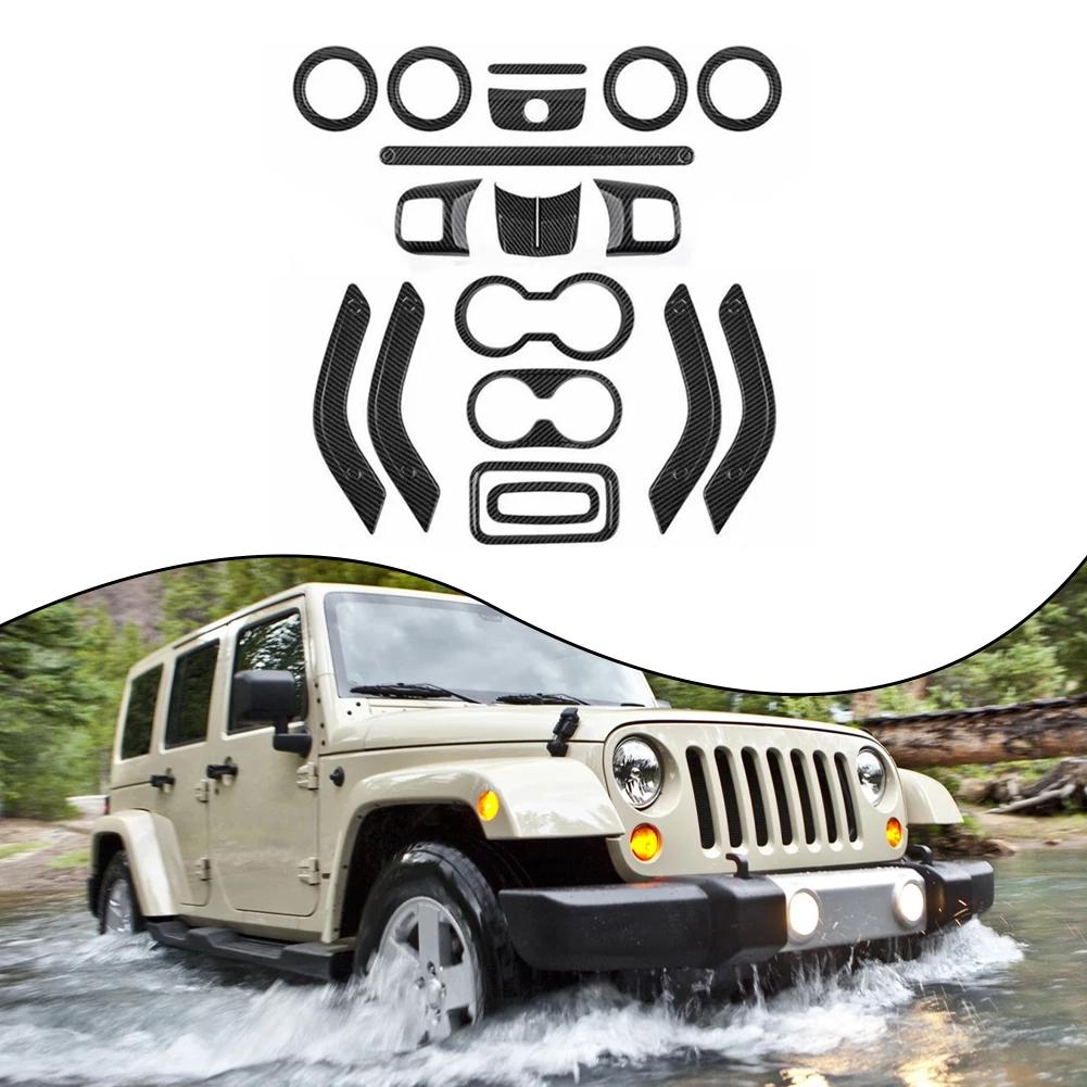 18pcs Car Interior Decor Trim Kits For Jeep For Wrangler JK JKU 4 Door 2011-2017 Automobile Interior Modification Accessories