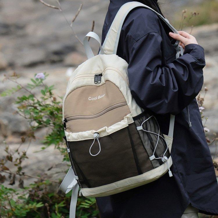 Schoolbag Outdoor Wind Color Matching Backpack Women's 1011 New Drawstring Design Sense Fashion Versatile Backpack Commuter Leisure School Bag