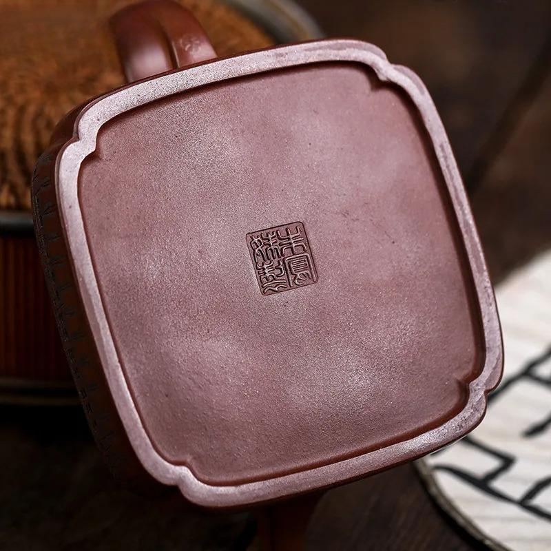 380ml Yixing Purple Clay Teapots Master Handmade Potala Palace Pot Raw Ore Di Cao Qing Mud Tea Soaking Kettle Zisha Tea Set Gift