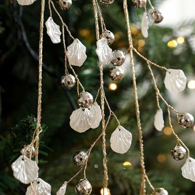 35-40cm Christmas Crystal Pendants Glitter Handmade Imitation Pearl Chain Realistic Bead String Vine Xmas Tree Ornaments