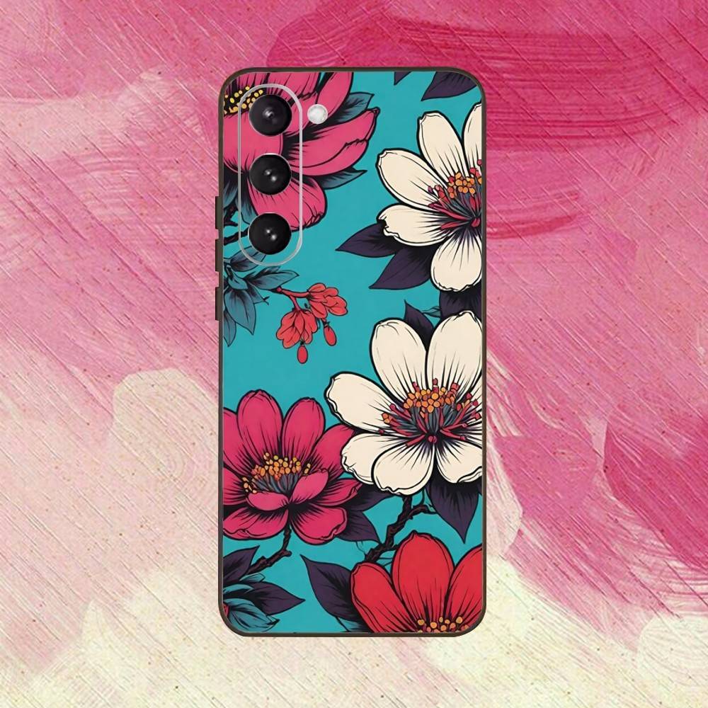 Floral Plant Pattern  Phone Case For Samsung Galaxy A73,A72,A71,A70,A53,A52,A51,Others Soft Black Cover