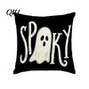 Washable Decorative Pillow Covers Halloween Ghost Cushion Cover, Spooky Skull Throw 18x18 Cases Inch Case for Living Room Sofa Couch Decor Farmhouse